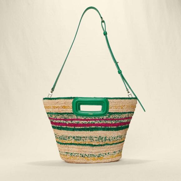 Maje Mini Striped Raffia Basket Bag - Casino Multicolor - NWT $385 MSRP - Picture 1 of 9